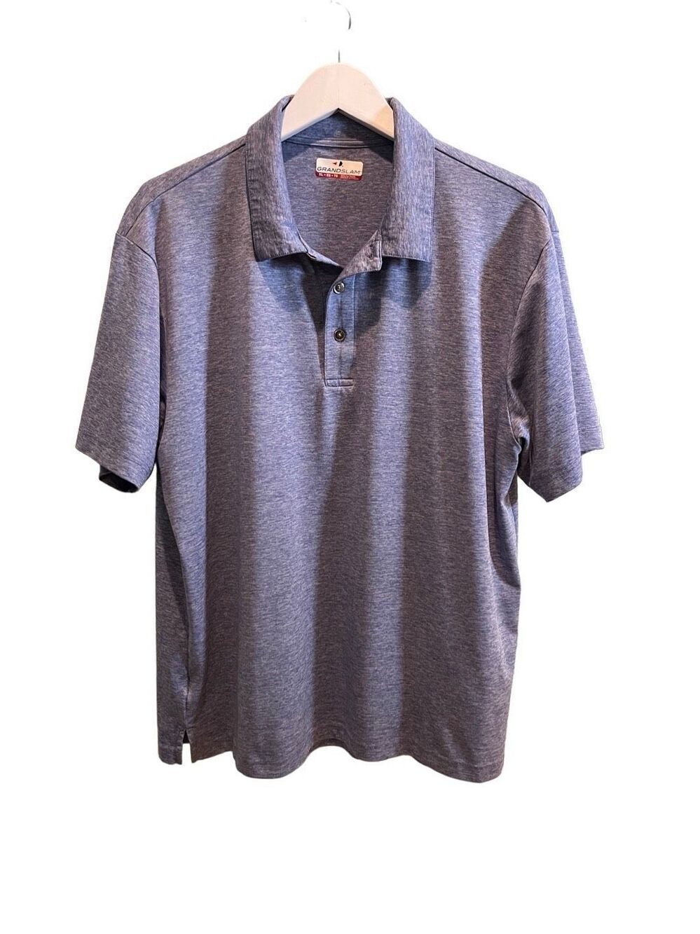 Grand Slam heathered blue short sleeve performance polo shirt - XL